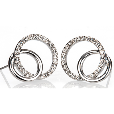 Silver Diamante Loop Earrings